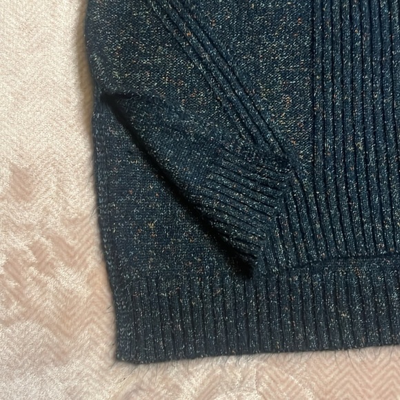 Navy knit turtleneck sleeveless sweater dress with rainbow speckles sz Large - Picture 6 of 9